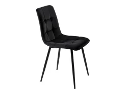 Juego de 4 sillas de comedor con respaldo, estructura de metal, terciopelo negro.