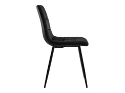 Juego de 4 sillas de comedor con respaldo, estructura de metal, terciopelo negro.