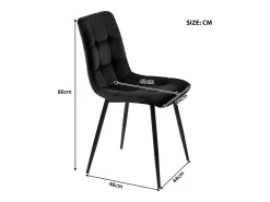 Juego de 4 sillas de comedor con respaldo, estructura de metal, terciopelo negro.