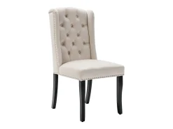 Juego de 6 sillas de comedor tapizadas en terciopelo - 49 x 61 x 100 cm - patas de roble - para dormitorio y sala de estar - beige