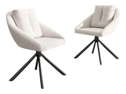Juego de 2 sillas de comedor - con respaldo acolchado y función giratoria - terciopelo beige