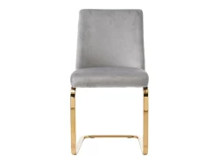 Juego de 4 sillas de comedor - terciopelo gris - con respaldo acolchado y patas de metal dorado
