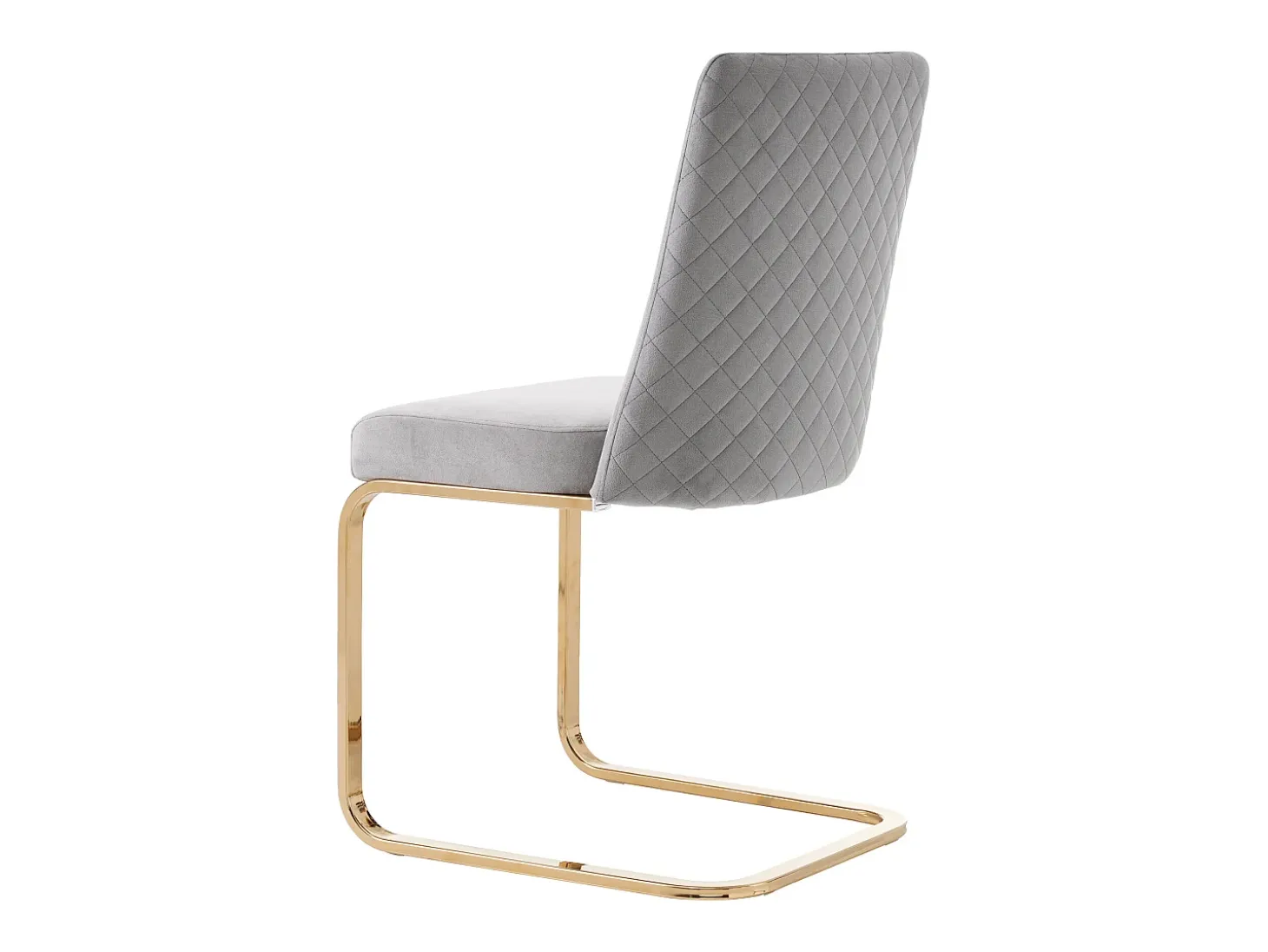 Juego de 4 sillas de comedor - terciopelo gris - con respaldo acolchado y patas de metal dorado