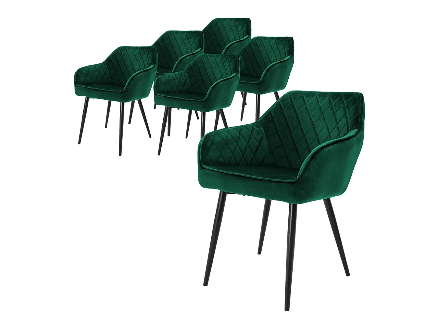 Juego de 6 sillas de comedor tapizadas en terciopelo verde sillones de salón