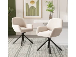 Juego de 6 sillas de comedor giratorias en terciopelo - 60 x 60 x 80 cm - con reposabrazos - beige