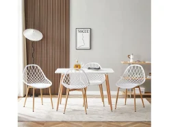 Juego de 4 Sillas de Comedor Estilo Escandinavo Blanco - Cómodas y Elegantes