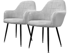 Juego de 4 sillas de comedor de terciopelo de diseño retro gris ECD Germany
