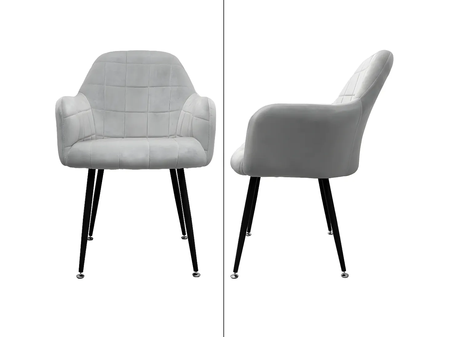 Juego de 4 sillas de comedor de terciopelo de diseño retro gris ECD Germany