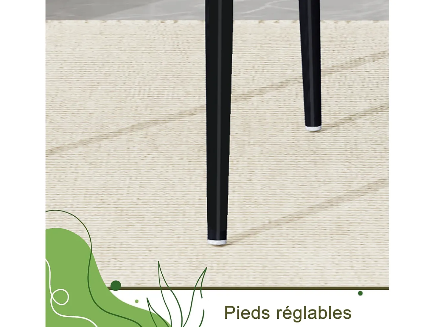 Juego de 2 sillas de comedor de ratán acolchado sin reposabrazos y con patas de metal, color negro