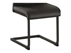 Juego de 2 sillas de comedor, piel sintética negra, respaldo acolchado, patas de metal