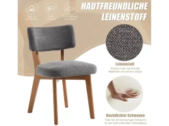 Juego de 2 sillas de madera - cojín gris - elegantes y cómodas - perfectas para comedor o cocina