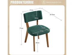 Juego de 2 sillas de madera - cojín verde - elegantes y cómodas - perfectas para comedor o cocina
