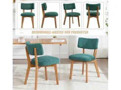 Juego de 2 sillas de madera - cojín verde - elegantes y cómodas - perfectas para comedor o cocina