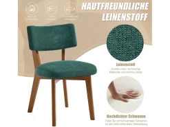 Juego de 2 sillas de madera - cojín verde - elegantes y cómodas - perfectas para comedor o cocina