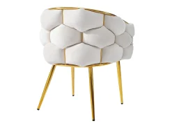 Juego de 4 sillas de ocio en tejido de terciopelo - patas de metal dorado - Beige