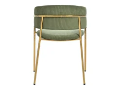 Juego de 2 sillas de pana verde con respaldo acolchado y patas doradas para sala y comedor