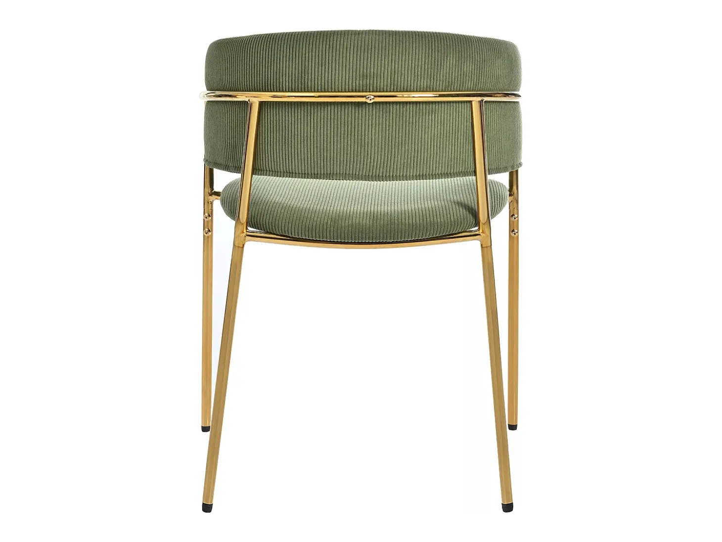 Juego de 2 sillas de pana verde con respaldo acolchado y patas doradas para sala y comedor