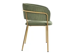 Juego de 2 sillas de pana verde con respaldo acolchado y patas doradas para sala y comedor