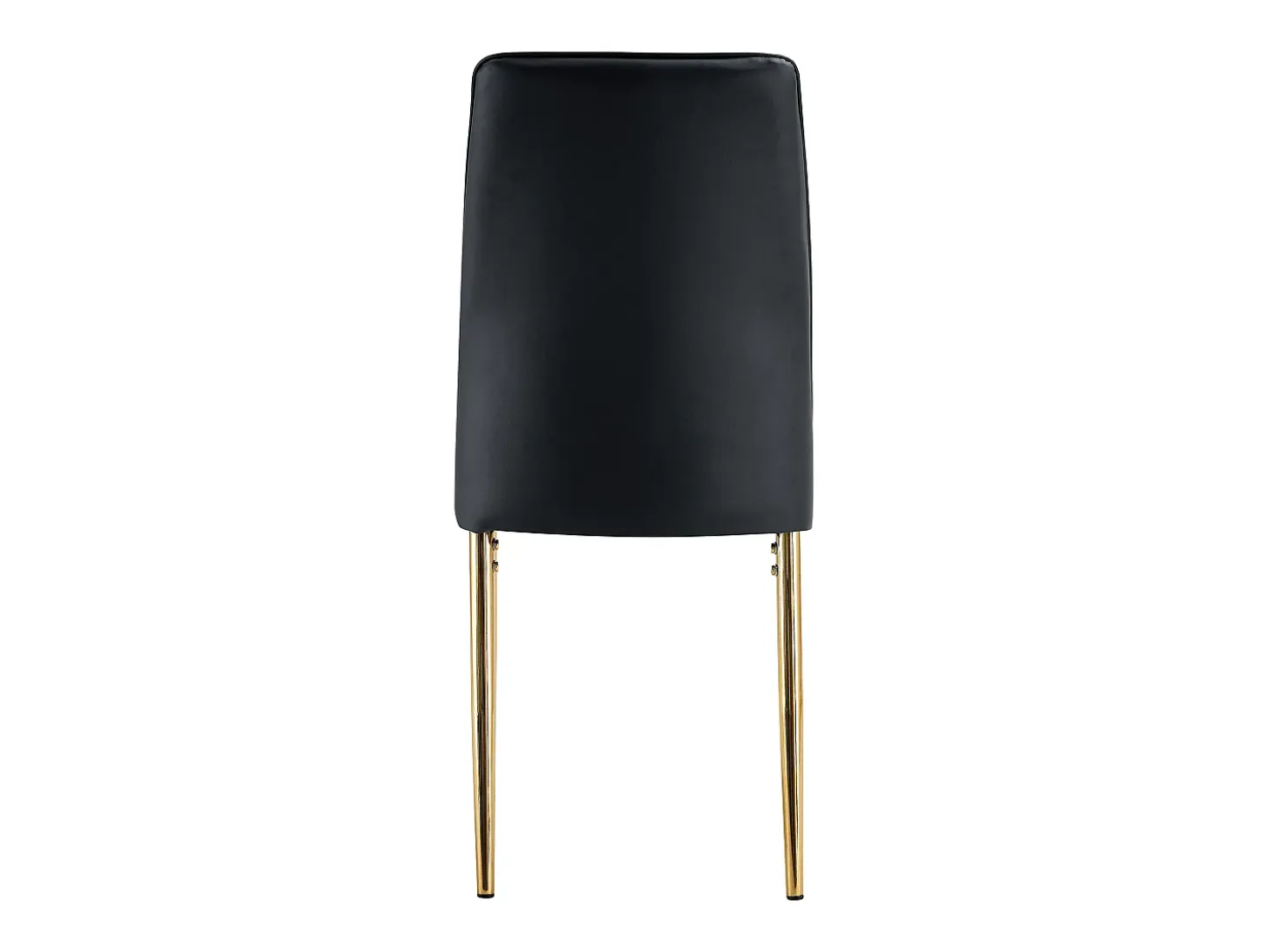 Juego de 4 sillas de piel sintética negra - Patas de metal dorado - Diseño de rayas verticales