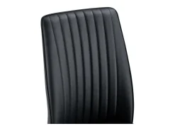 Juego de 4 sillas de piel sintética negra - Patas de metal dorado - Diseño de rayas verticales