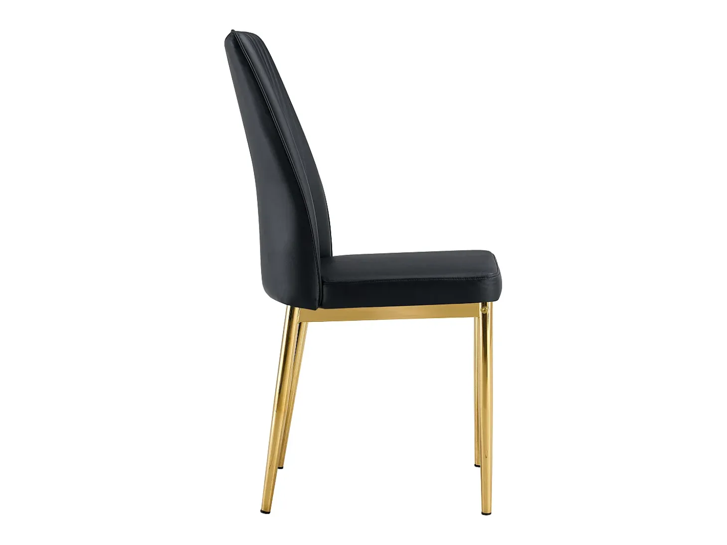 Juego de 4 sillas de piel sintética negra - Patas de metal dorado - Diseño de rayas verticales