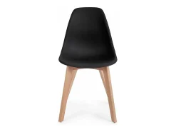 Juego de 4 sillas de polipropileno negro y patas de madera - SISTEMA