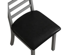 Juego de 2 sillas de PU gris con patas de metal y respaldo alto