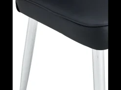Juego de 2 sillas de PU negras con patas de metal plateado