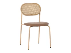 Juego de 2 sillas de ratán con asiento acolchado de PU, color marrón