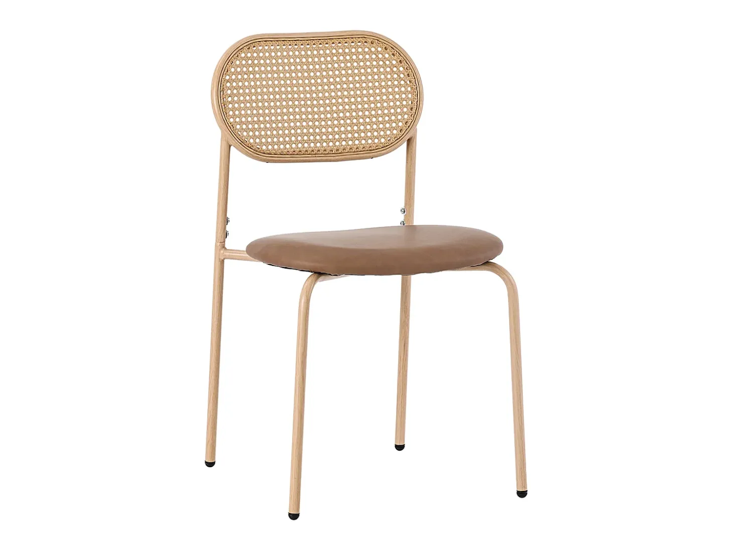 Juego de 2 sillas de ratán con asiento acolchado de PU, color marrón