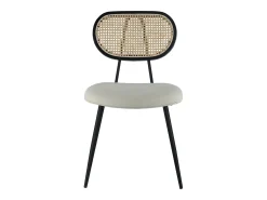 Juego de 2 sillas de rejilla de ratán y asiento acolchado blanco ELENA