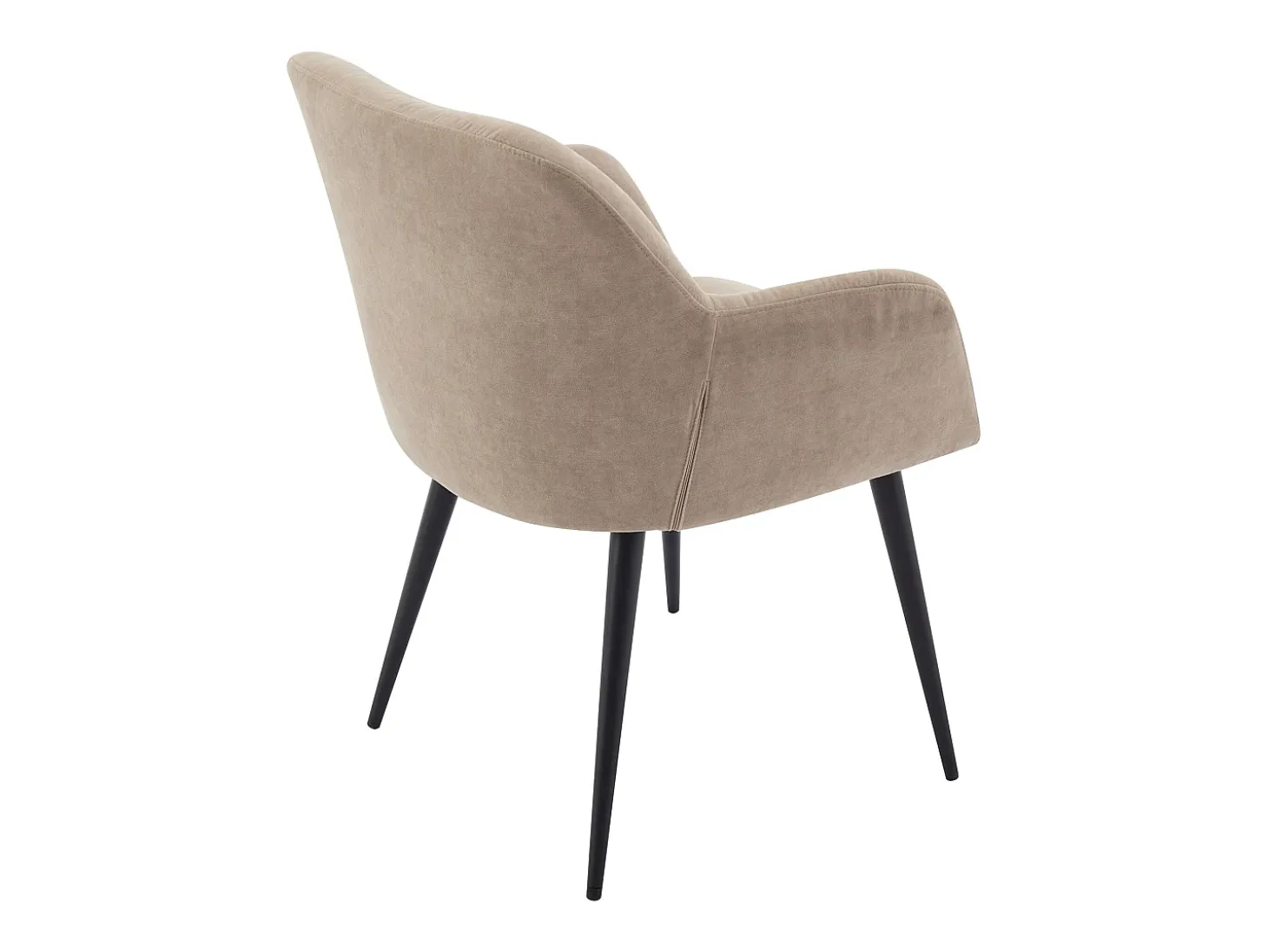 Juego de 6 sillas de table con brazos - Tela aterciopelada y metal negro. Beige. HEKA