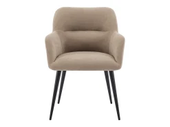 Juego de 6 sillas de table con brazos - Tela aterciopelada y metal negro. Beige. HEKA