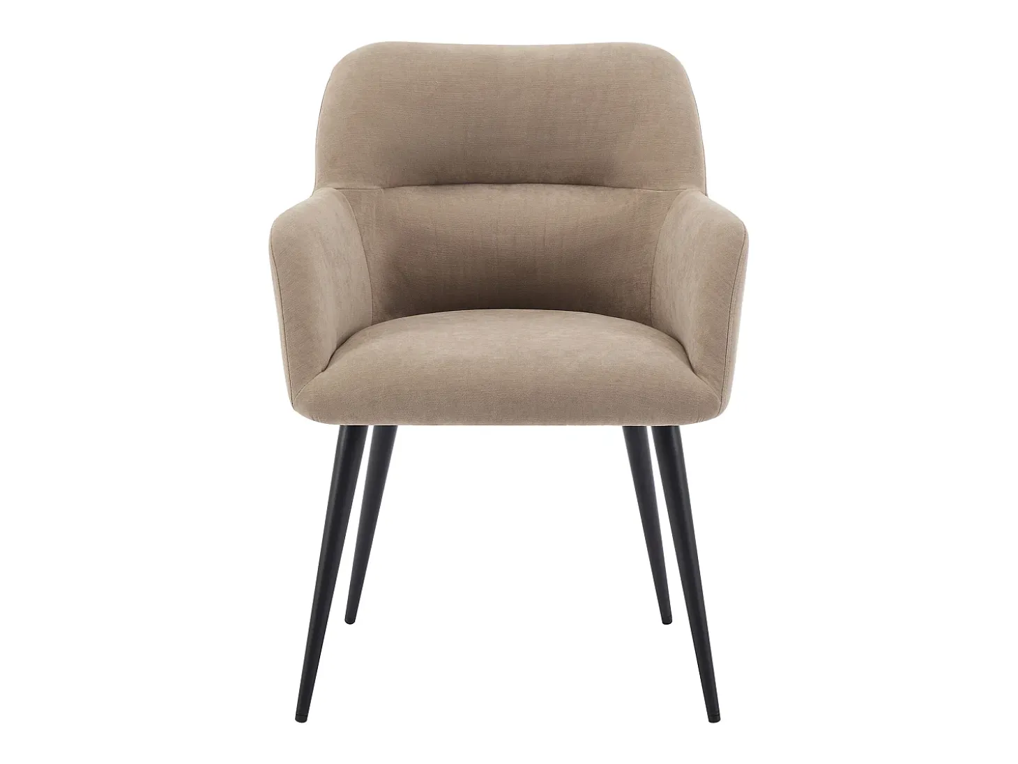 Juego de 6 sillas de table con brazos - Tela aterciopelada y metal negro. Beige. HEKA