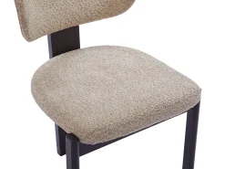 Juego de 2 sillas de tejido bouclé y madera de hevea - Gris topo y negro - WILANA