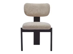 Juego de 2 sillas de tejido bouclé y madera de hevea - Gris topo y negro - WILANA