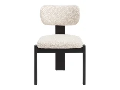 Juego de 6 sillas de tela texturizada bicolor y madera de hevea negra - Crema y beige - WILANA