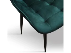 Juego de 4 sillas de tela con efecto terciopelo verde oscuro y patas de metal negro - BARCELLONA