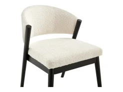 Juego de 6 sillas de tela bouclé y madera de hevea negro - Blanco - ZELVYN