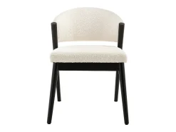 Juego de 6 sillas de tela bouclé y madera de hevea negro - Blanco - ZELVYN