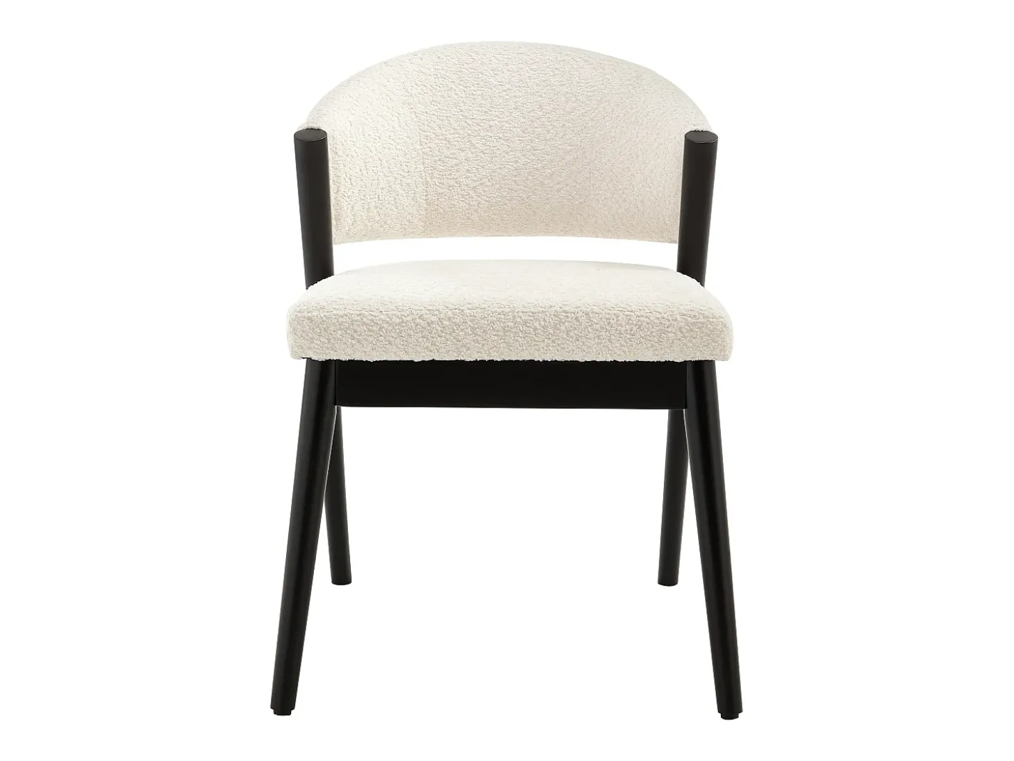 Juego de 6 sillas de tela bouclé y madera de hevea negro - Blanco - ZELVYN