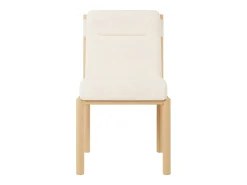Juego de 2 sillas de tela sherpa beige - Asientos gruesos - Patas de madera