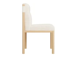 Juego de 2 sillas de tela sherpa beige - Asientos gruesos - Patas de madera