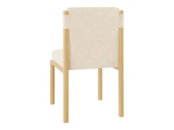 Juego de 2 sillas de tela sherpa beige - Asientos gruesos - Patas de madera