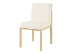 Juego de 2 sillas de tela sherpa beige - Asientos gruesos - Patas de madera