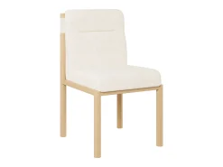 Juego de 2 sillas de tela sherpa beige - Asientos gruesos - Patas de madera