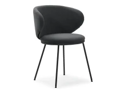 Juego de 2 sillas de tela con patas de metal negro 59x56 h77 cm