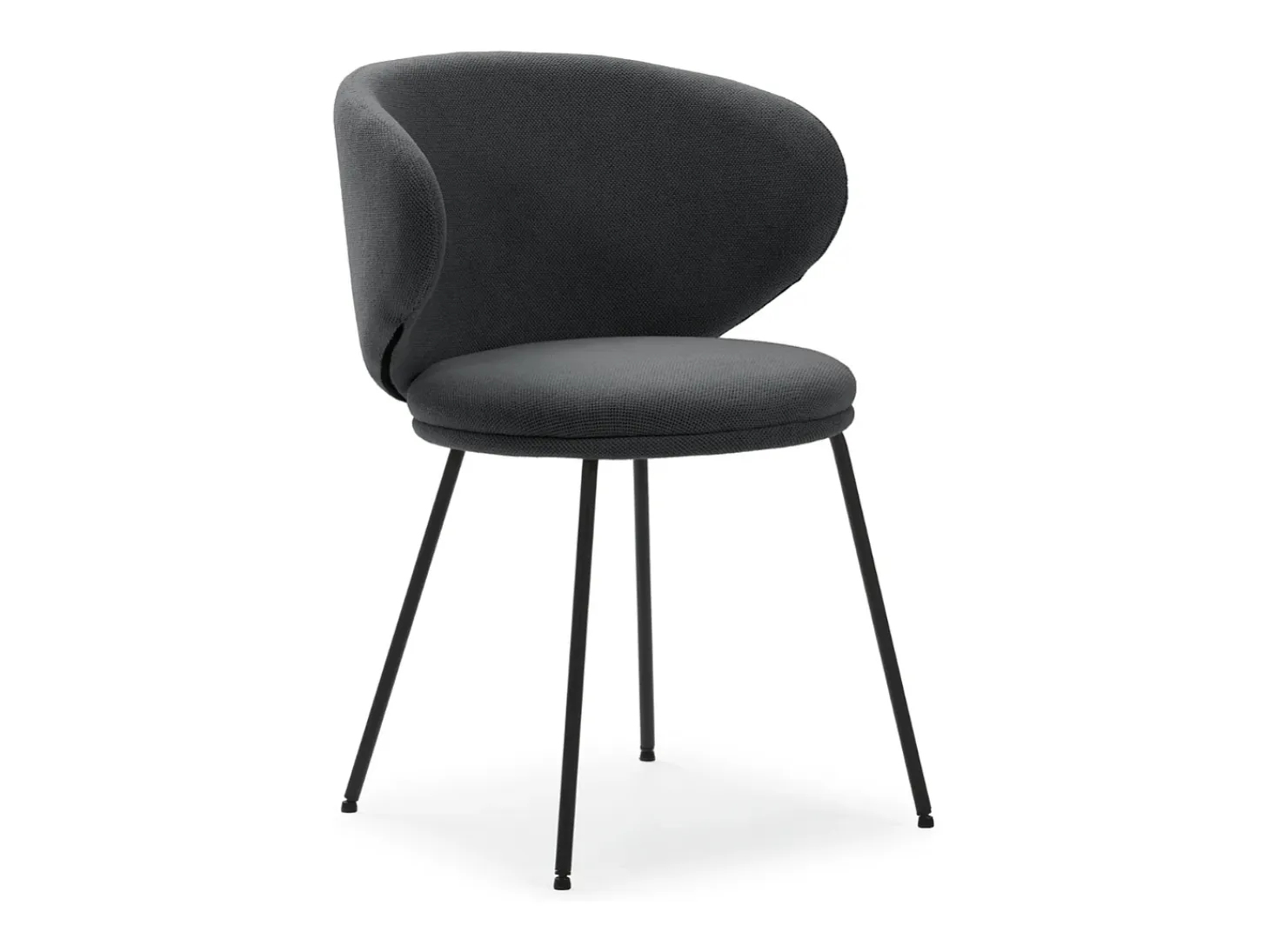 Juego de 2 sillas de tela con patas de metal negro 59x56 h77 cm
