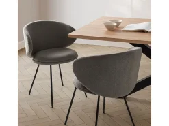 Juego de 2 sillas de tela con patas de metal negro 59x56 h77 cm