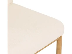 Juego de 6 sillas de tela sherpa beige - Asientos gruesos - Patas de madera